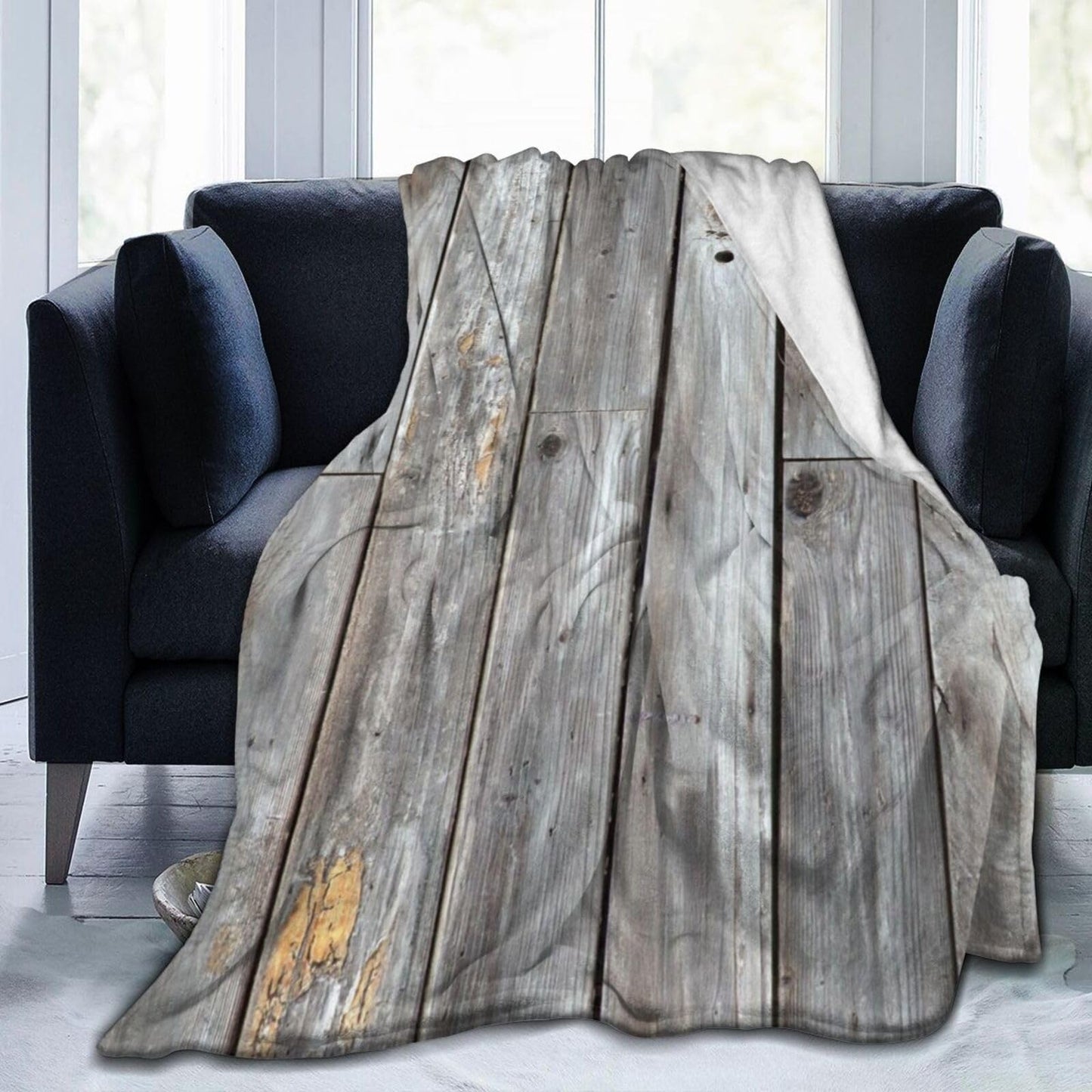 50"X40" Weathered Wooden Planks Texture Soft Flannel Blanket - Lightweight and Quick Drying, Used for Home, Travel, Camping