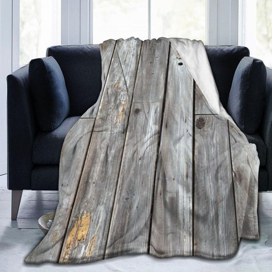 50"X40" Weathered Wooden Planks Texture Soft Flannel Blanket - Lightweight and Quick Drying, Used for Home, Travel, Camping