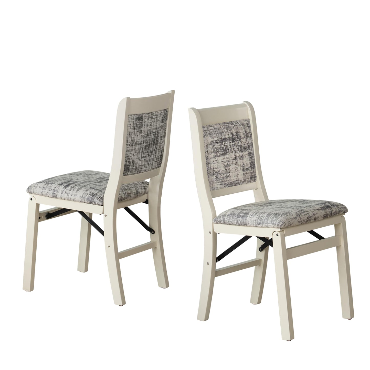 East West Furniture - WCC-LWH-30, A Solid Wood Waco Folding Parson Dining Room Chairs with PU Leather Seat, Ready to Use, Cushioned Back Design, Set of 2, Linen White Finish