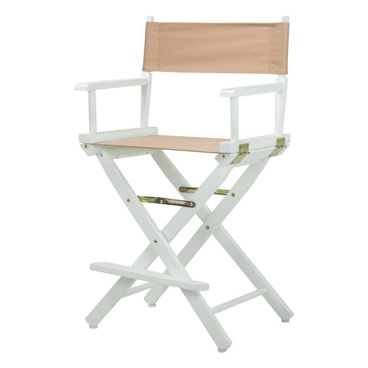 Casual Home 24" Director's Chair White Frame with Tan Canvas, Counter Height