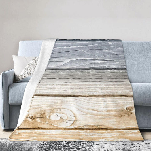 Planks Grunge Vintage Wooden Board (7) Reversible Flannel Throw Blanket - Ultra Soft Lightweight Blanket for Bed, Couch, Travel 40"X30"