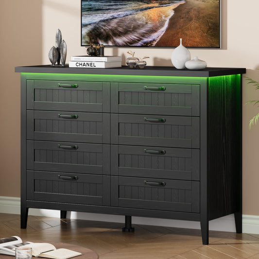 IDEALHOUSE 8 Drawer Dresser with Charging Station & LED Lights