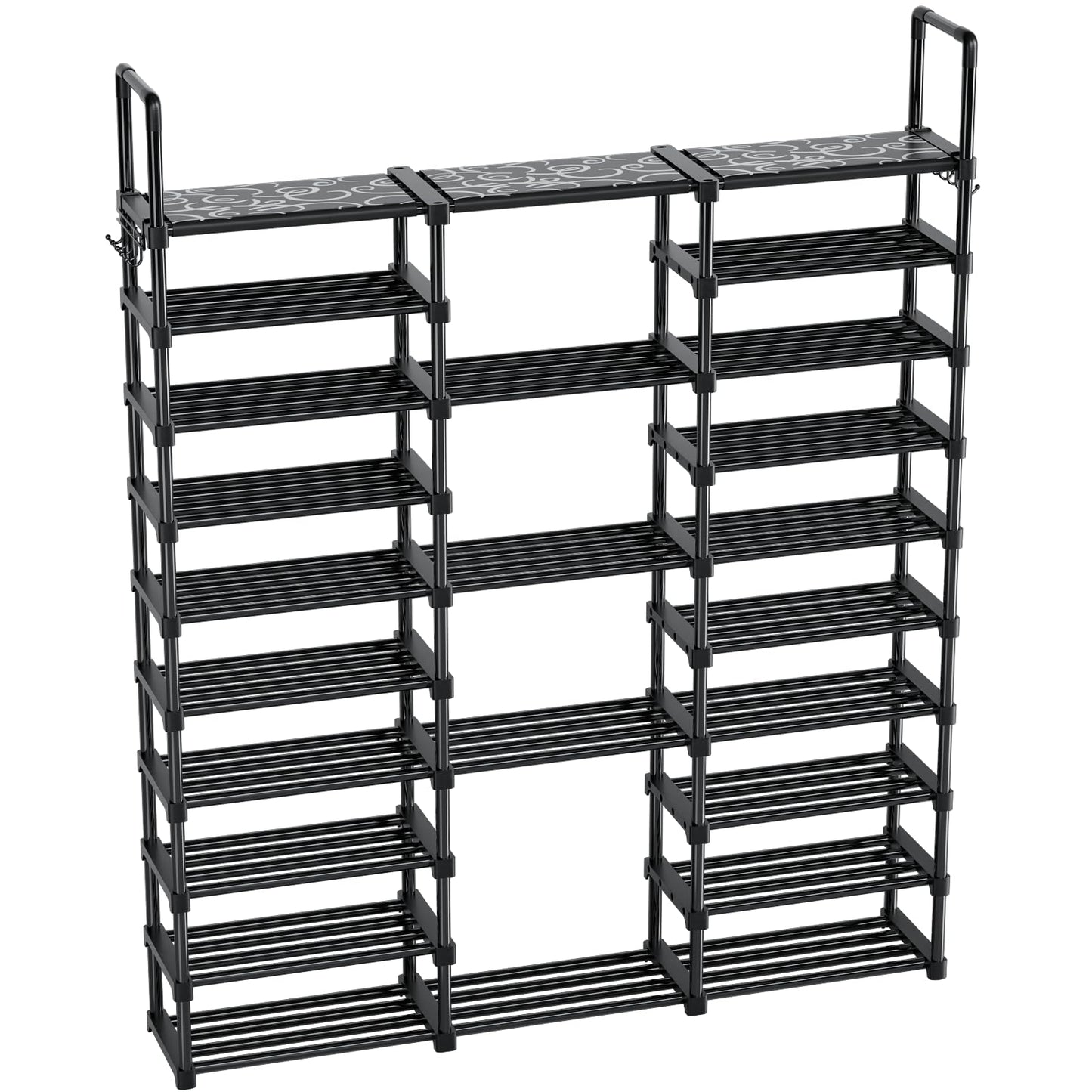 Mavivegue 10 Tiers Shoe Rack Tall Shoe Organizer Shoe Storage 55-65 Pairs Vertical Shoe Shelf Large Shoe Rack Organizer Stackable Shoe Racks for Entryway, Closet, Garage, Bedroom,Cloakroom -Black