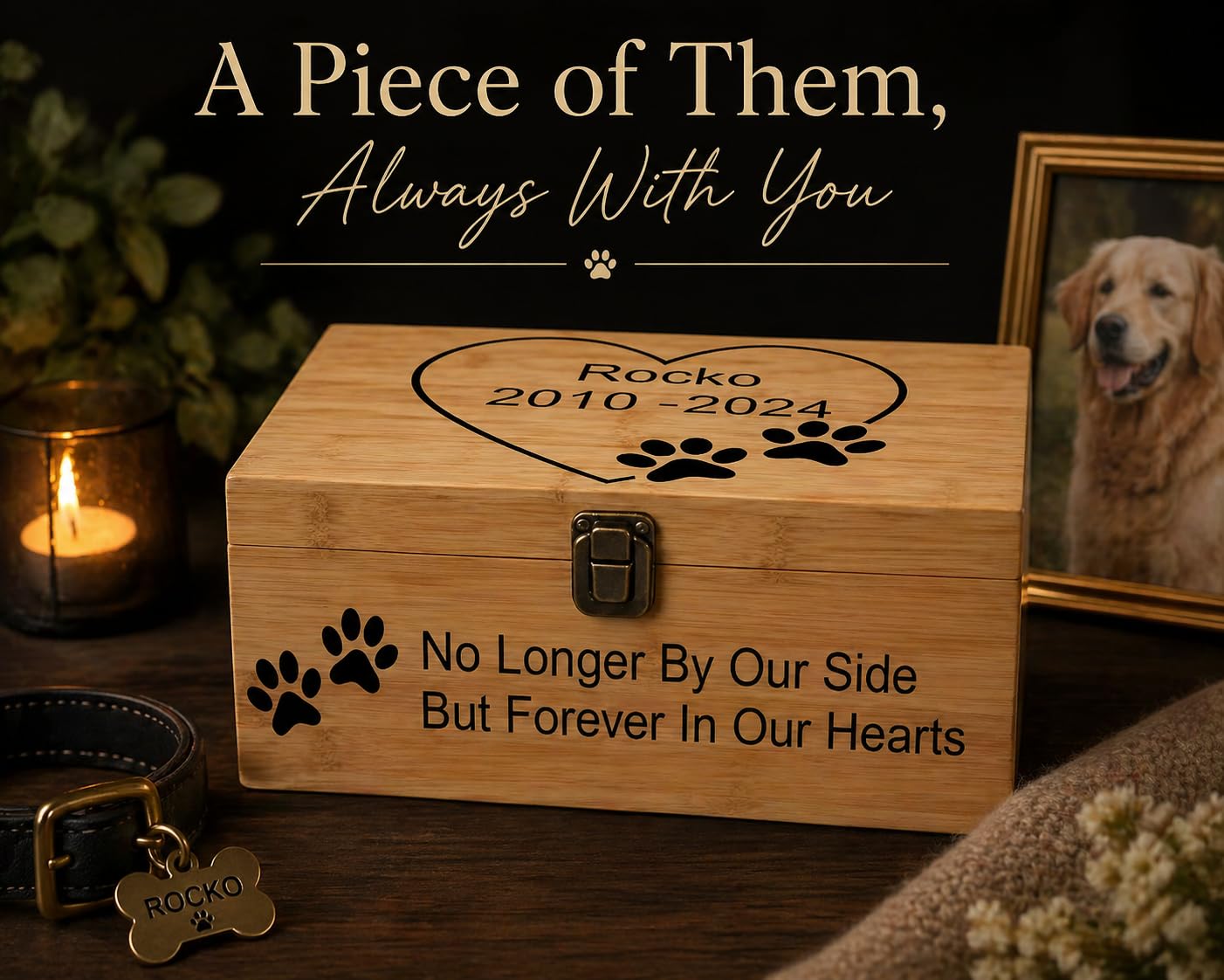 Personalized Pet Memory Box - Custom Pet Keepsake Box - Wooden Keepsake Box - Pet Memorial Box - Pet Momorial Gift