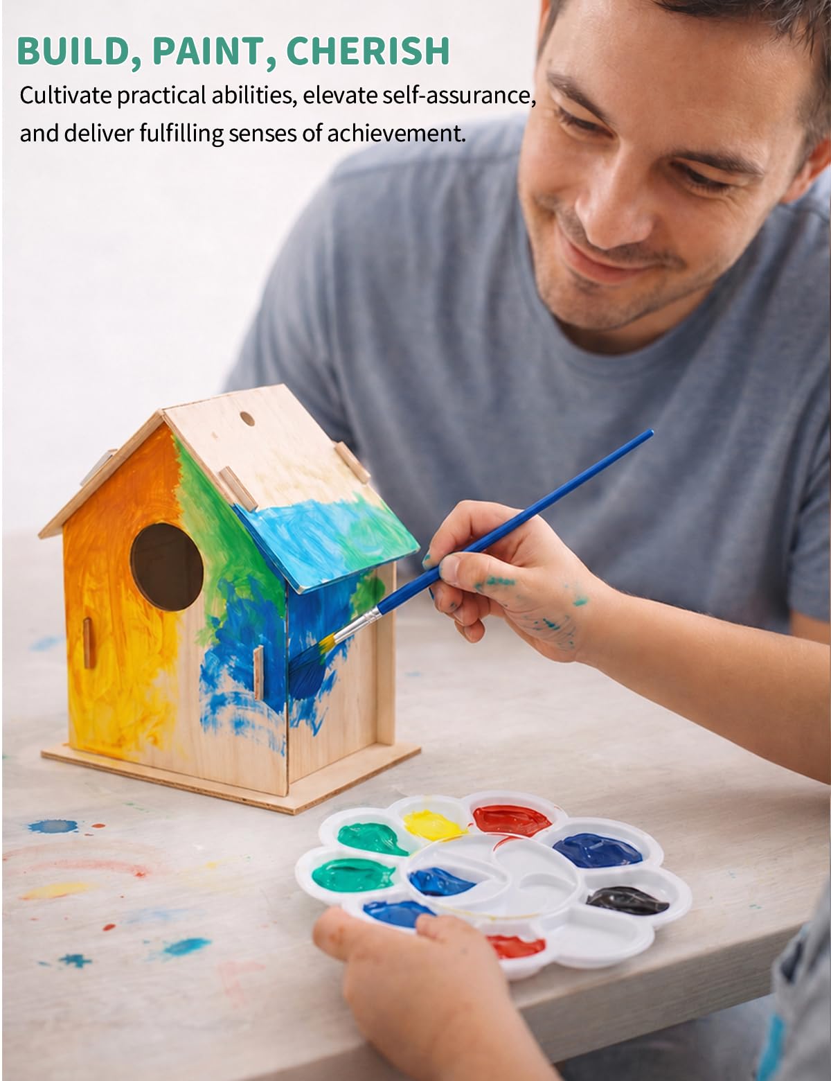 Zebrabox 18 Pack DIY Bird House Kits - 6 Styles Unfinished Wooden Birdhouse Craft Project for Class Party, Family Activity & Gift Arts and Crafts