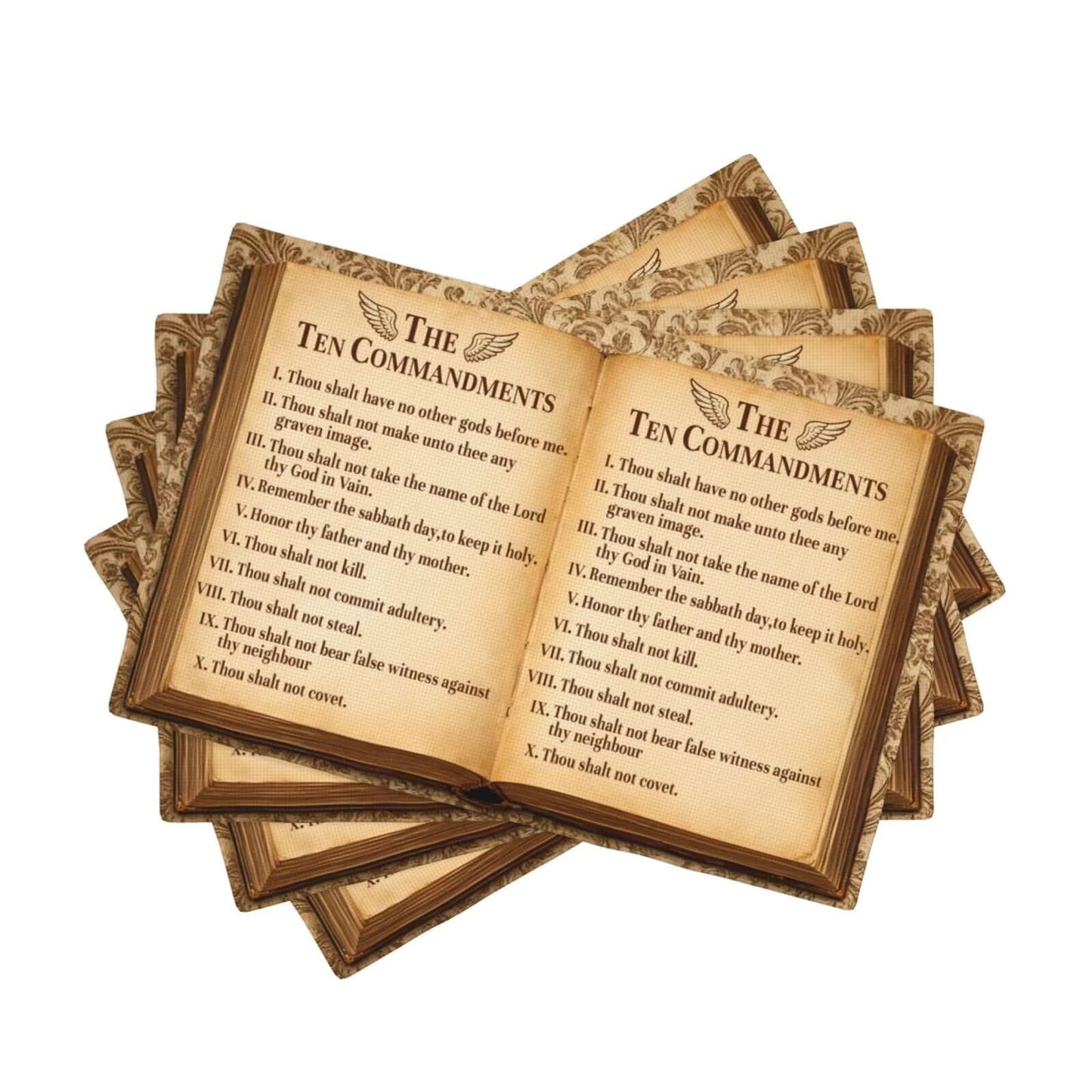 The Ten Commandments Placemats Set of 4, Christian Religious Bible Verse Place Mats Table Mats for Kitchen Dining Room Home Party Decor 12x18 Inch
