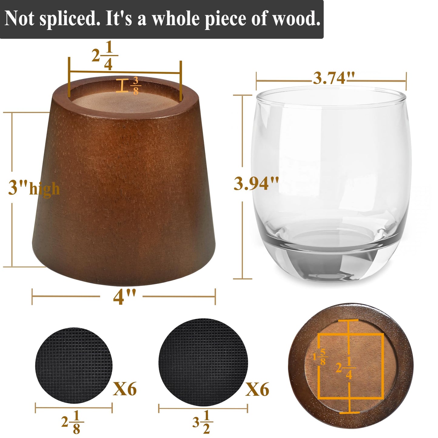 Sopicoz Wooden Bed Risers 3 Inch Round Furniture Risers Set of 6, Heavy Duty Wood Bed Lifts Risers for Bed Frame, Table, Sofa, Couch, Desk, Dresser