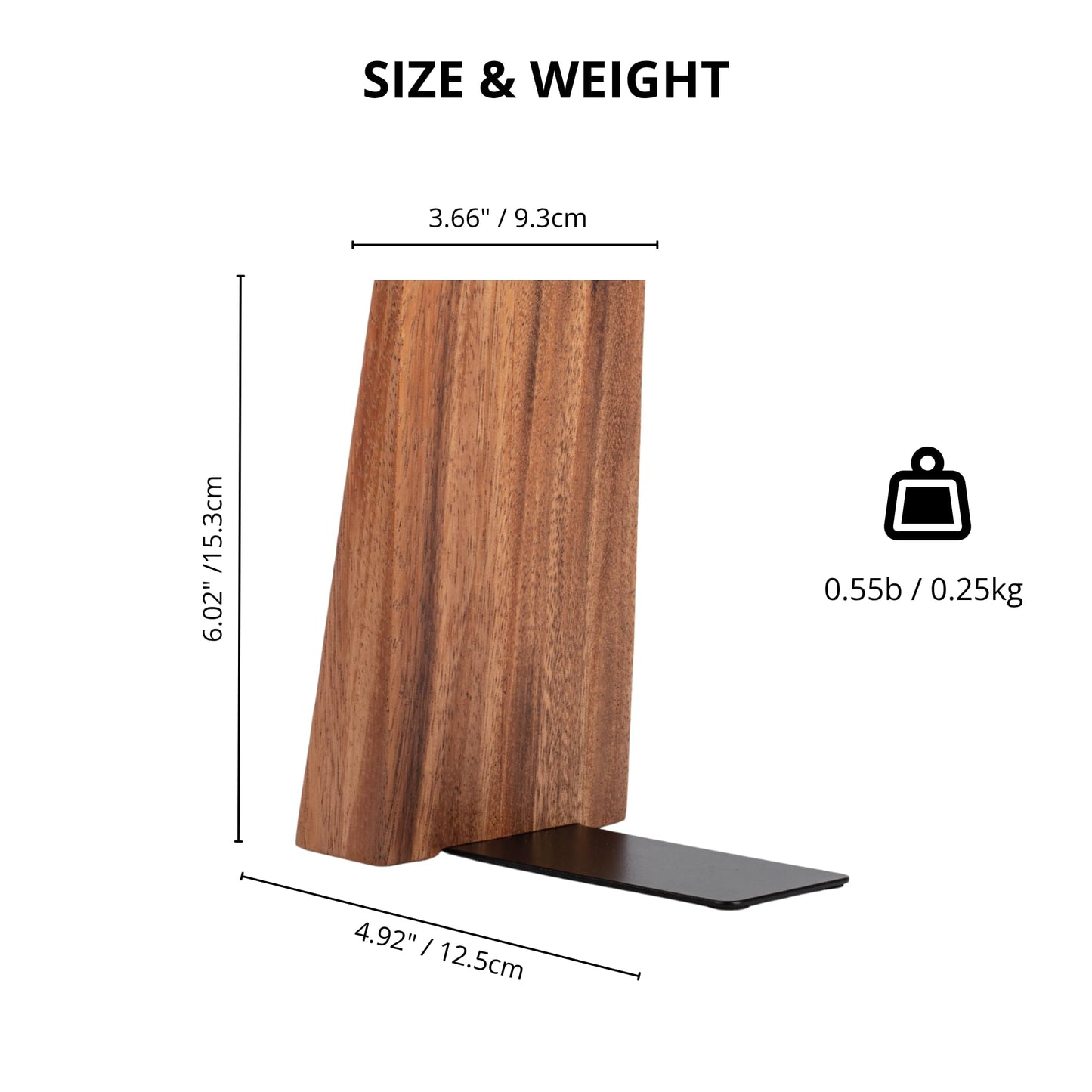 Muso Wood Book Ends, Thickened Wooden Bookends for Heavy Books, Creative Decorative Bookends for Shelves, Non-Skid Book Ends, Handmade Acacia Wood Bookends