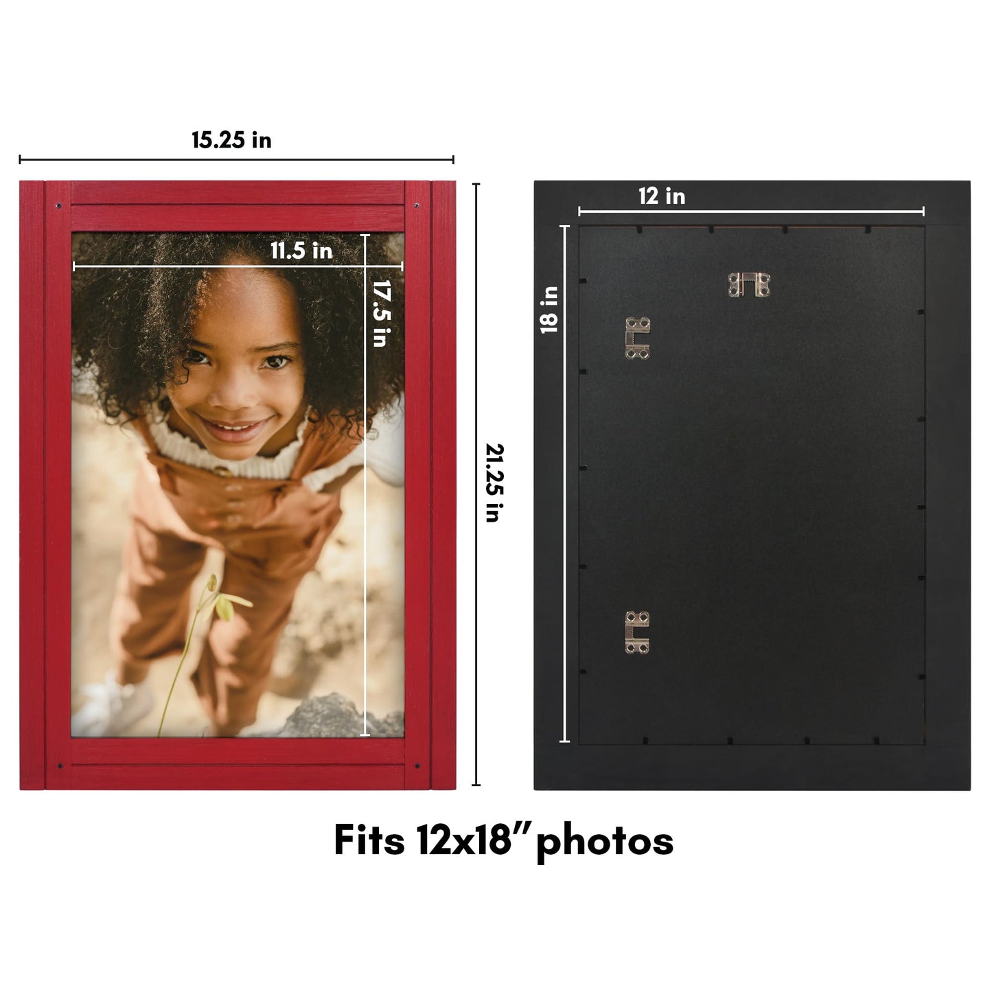 Americanflat 12x18 Poster Frame with Polished Plexiglass - Hampton Collection - Distressed Wood Picture Frames for Wall Display - Red