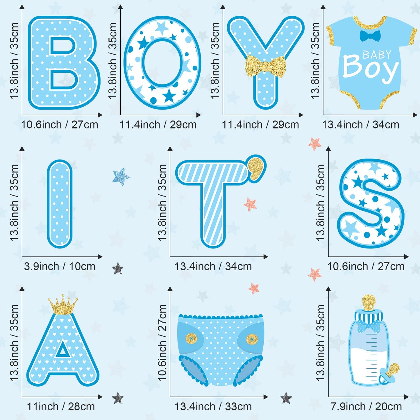 10 Pieces Gender Reveal Party Decorations Party Supplies Baby Shower Yard Signs Outdoor Yard Letters Lawn Signs with Stakes for Indoor Outdoor Garden Lawn Party Decorations (It's a Boy)