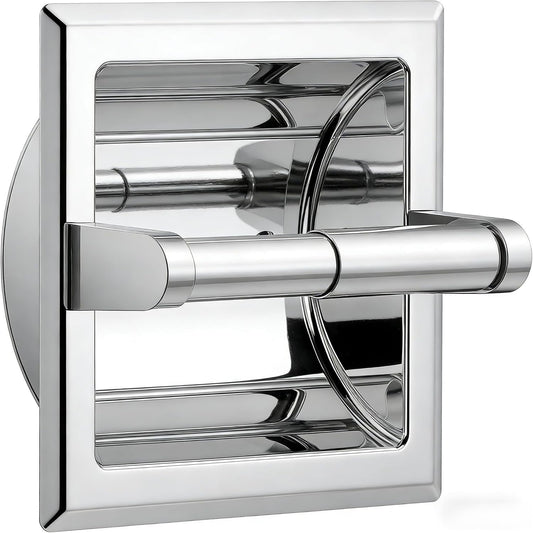 FORIOUS Recessed Toilet Paper Holder, Stainless Steel Durable Tissue Roll Holder Wall Mount for Bathroom Space Saving Design with Mounting Bracket, Wall Toilet Paper Dispenser Insert, Chrome