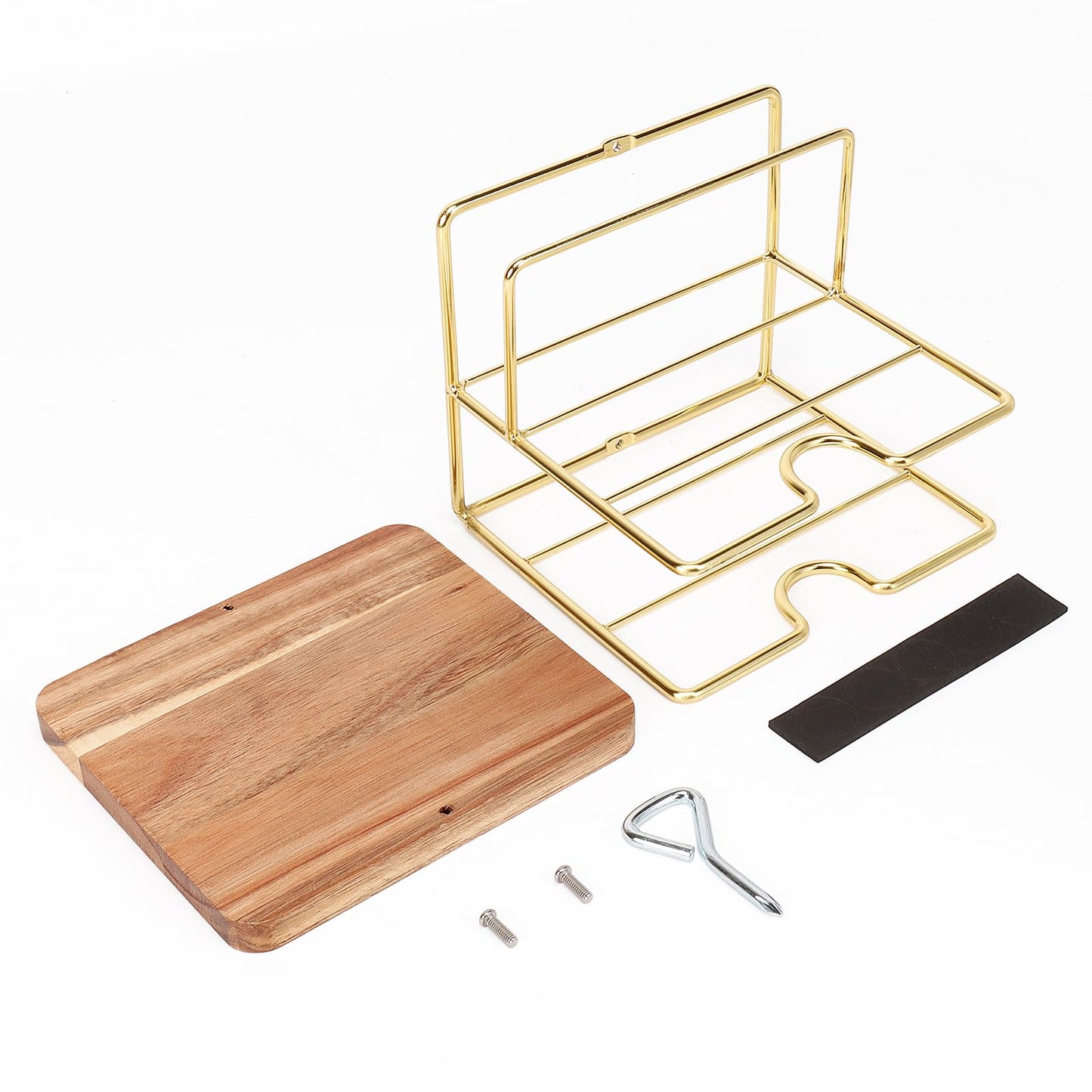 Livabber Napkin Holder, Metal Napkin Storage with Salt and Pepper Shakers Caddy Modern Napkin Dispenser for Table Kitchen Countertop, Not Including Salt and Pepper Shakers (Middle Wooden, Gold)