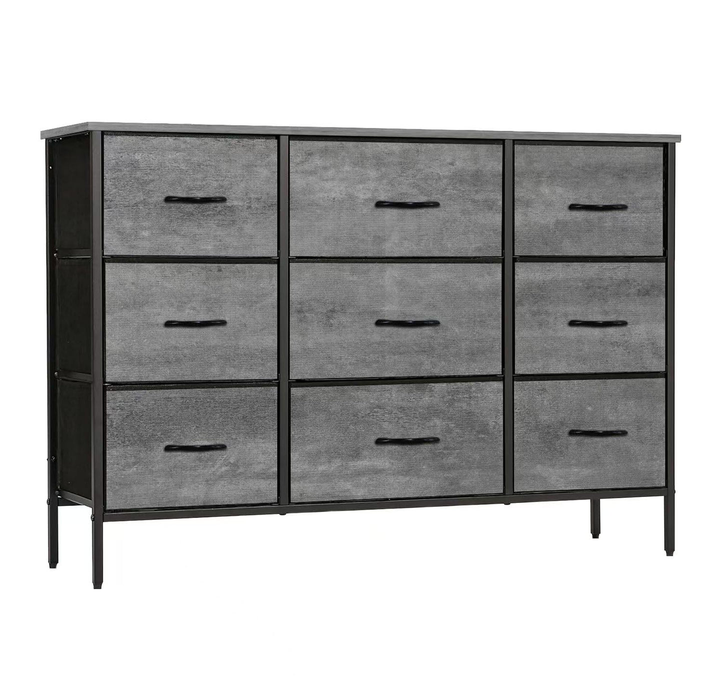 VASICAR Dresser for Bedroom with 9 Deep Drawers, Wide TV Stand Modern TV Console, Fabric Storage Cabinet, Chest of Drawers for Closet, Nursery (Gray)