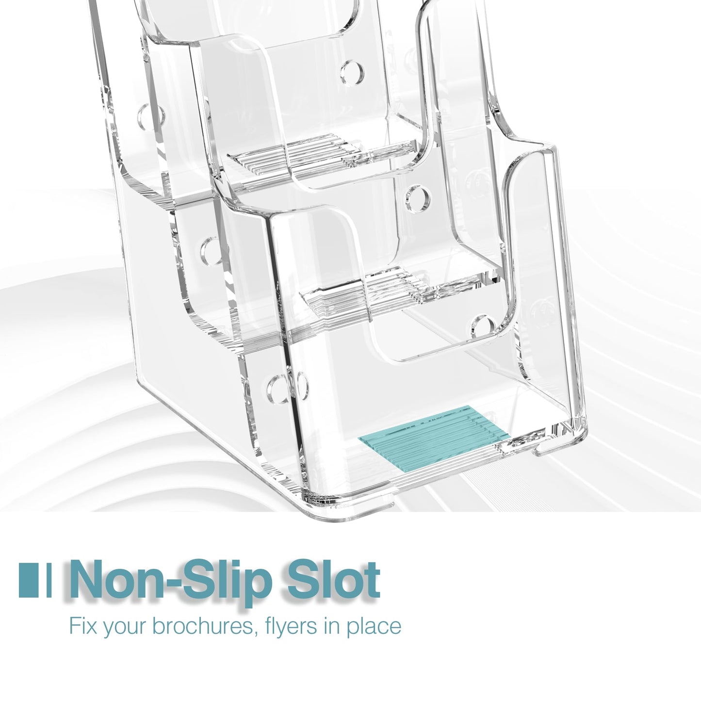 HLF-ho Brochure Holder 4x9 Inch 3 Tier Acrylic Literature Holders Clear Plastic Flyer Display Stand Countertop Use or Wall Mount Pamphlet Holder Organizer for Office, Lobby, Hotel, Trade Show, 4 Pack