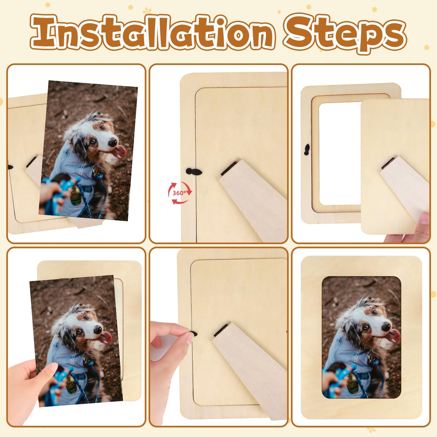 VOKOY 50 Pack Wooden Picture Frames for Crafts, DIY Wood Craft Picture Frames Bulk for 4" x 6" Photos,Unfinished Standing Photo Frames DIY Crafts Wood Decorate for Father's Day Birthday Party Gifts