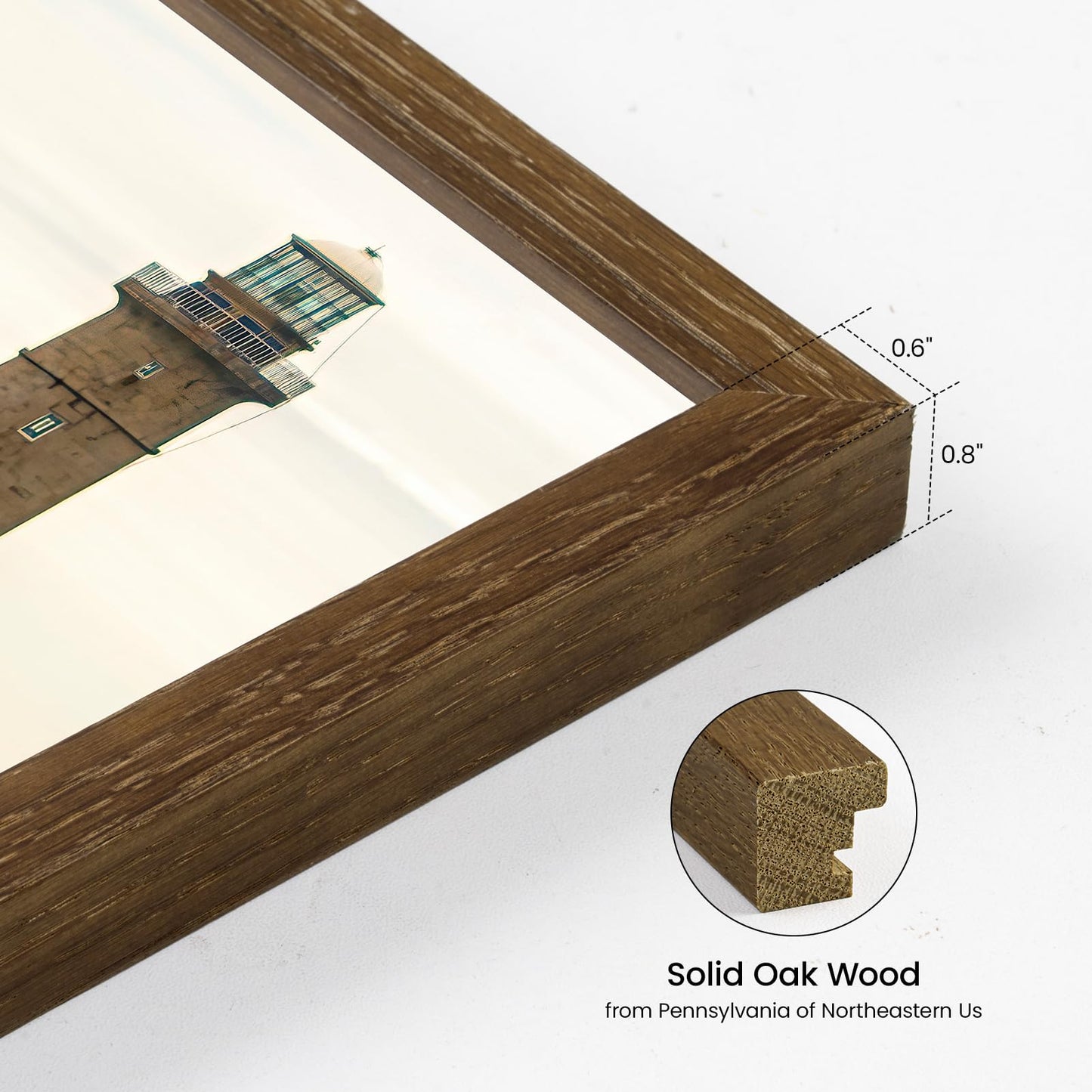 Natural Homi 6x14 Picture Frame,Solid Oak Wood 6"x14" Photo Frame With Walnut Color Finished,Tempered Real Glass 6 by 14 Wooden Frames with No Mat,14x6 Picture Frames for Wall or Tabletop Display