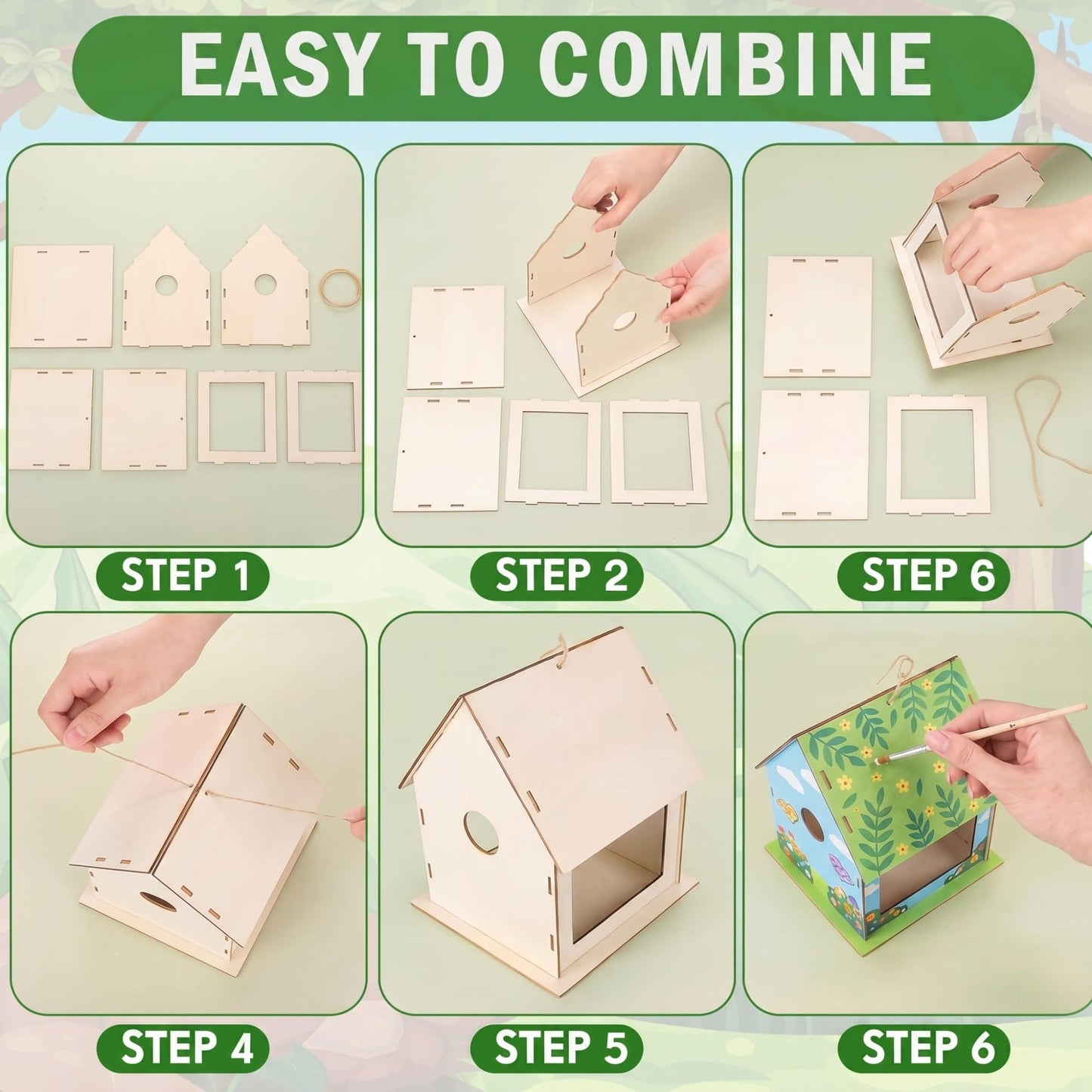 DoubleFill 10 Pack Wooden Bird Feeder Kits for Kids Make Your Own Bird Feeder Crafts Painting Kits DIY Birdhouse Building Crafts Children GITS for Outdoor Spring Summer Decor