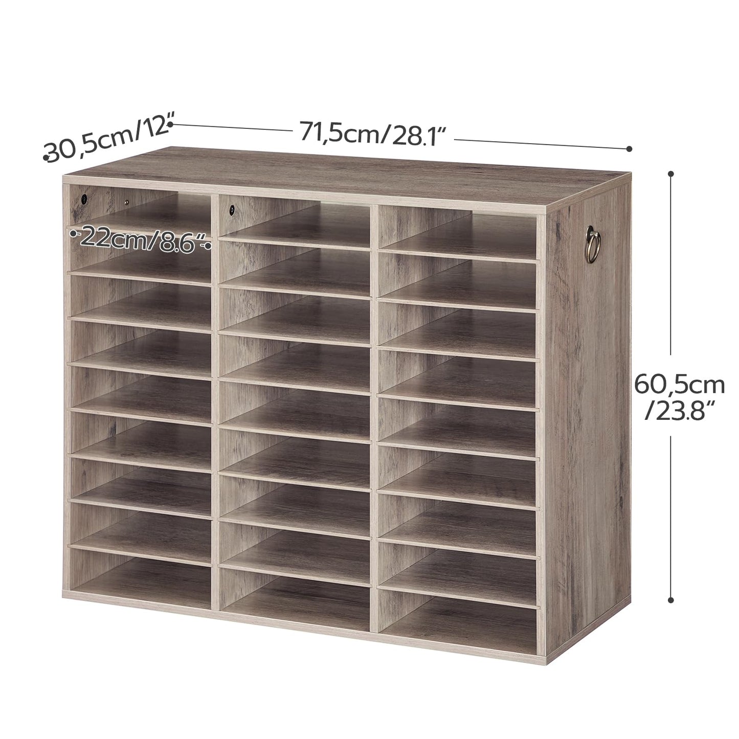 HOOBRO Literature Organizer, 27 Compartments Wooden Mail Organizer, Countertop Literature Sorter with Adjustable Shelves for Home, Office, School, Student Mailbox for Classroom, Greige BG27WF01
