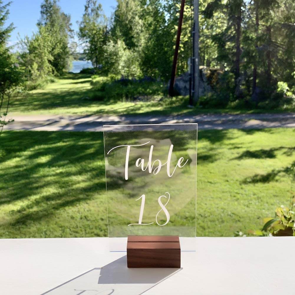 UNIQOOO 5 Pack Place Card Holders | Rustic Walnut Wood Escort Cards Display Stands | Table Number Sign & Photo Stand | Perfect for Retail Shop Cafe Home Wedding Dinner Party Events Decoration