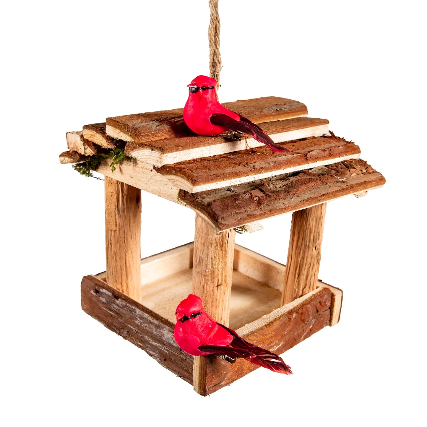YCHTEWY-Handmade Wooden Outdoor Bird Feeder, 7-Inch, Wild Bird, Ranch Patio Yard Tree Hanging