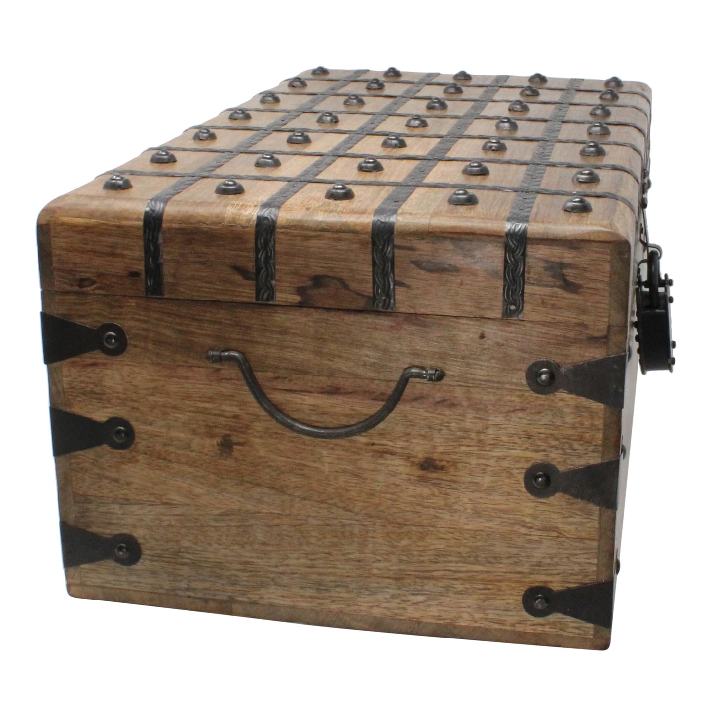 Nautical Cove Treasure Chest Wooden Box with Antique Iron Lock and Skeleton Key (XX-Large 20x11.75x9) - Storage and Decor – Pirate Wooden Treasure Chest, Decorative Box with Hinged Lid,