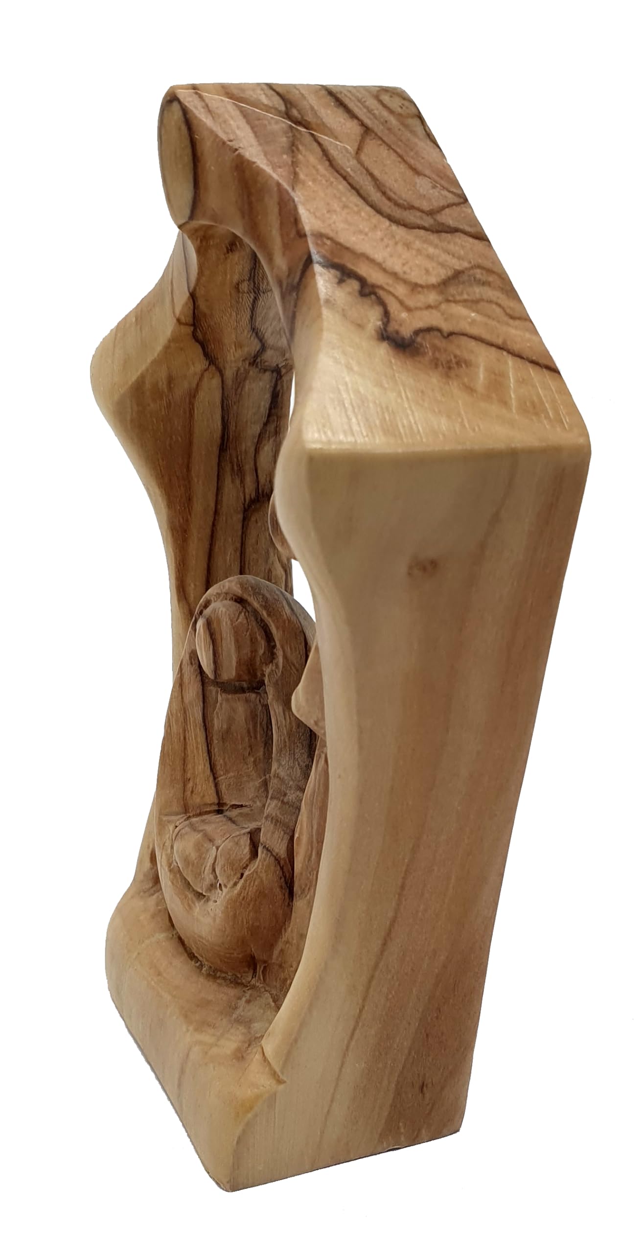 Zuluf 5.2" Olive Wood Holy Family Nativity Statue – Hand-Carved Figurine Made in The Holy Land – Religious for Catholic Home or Spiritual Display – HOF026