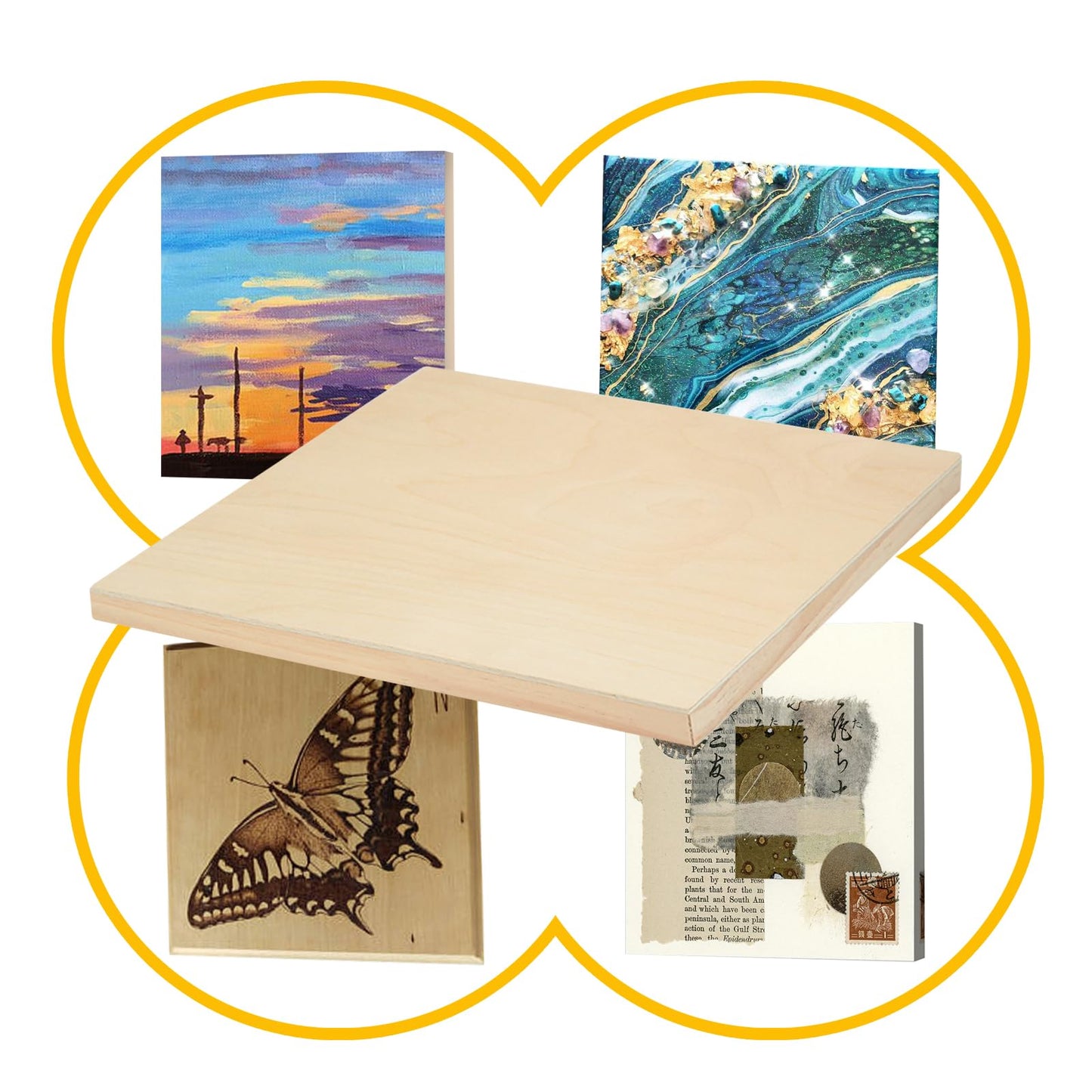 Falling in Art 2 Pack Unfinished Wooden Canvas Panels, 24x36 Gallery Birch Wood Panels Kit, 1 1/2" Deep Art Cradle Boards for Acrylic Painting, Pouring and Burning