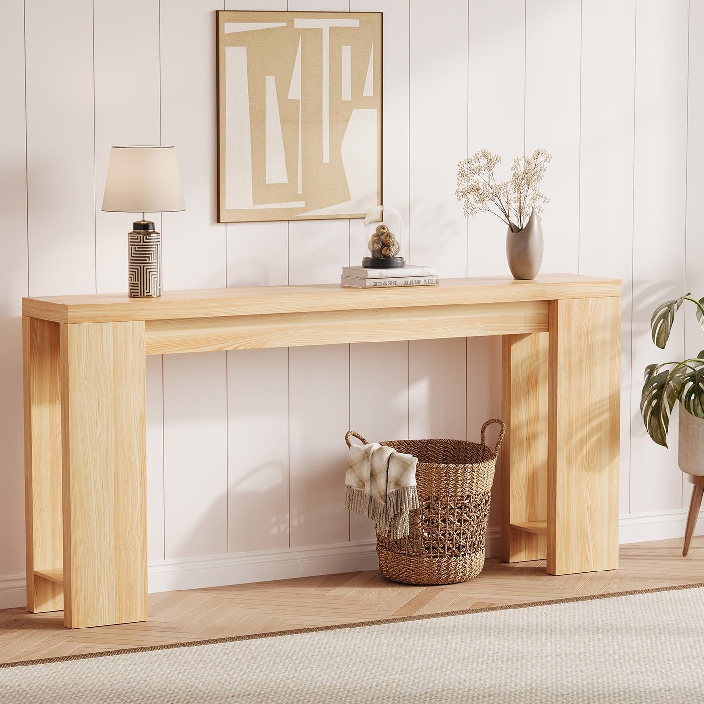 Garvee 70.9 Inch Console Tables for Living Room, Farmhouse Long Narrow Entryway Table for Entrance, Hallway, Foyer - Rustic Wooden Rectangular Simple Home Furniture - Easy Assembly - Oak