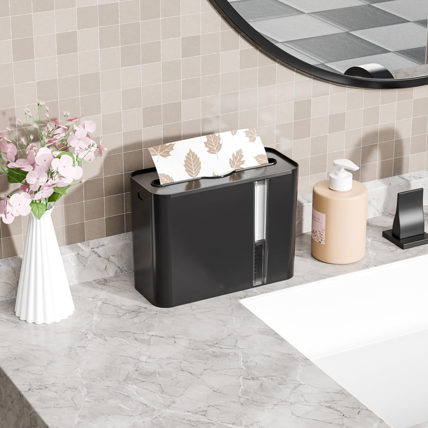 Yieach Touchless Paper Towel Dispenser for Countertop,Home,Bathroom and Kitchen,Black Commercial Multifold Paper Towel Dispenser for Z-fold,Folded,Trifold,Napkin,C fold,Tri Fold Hand Towels Holder