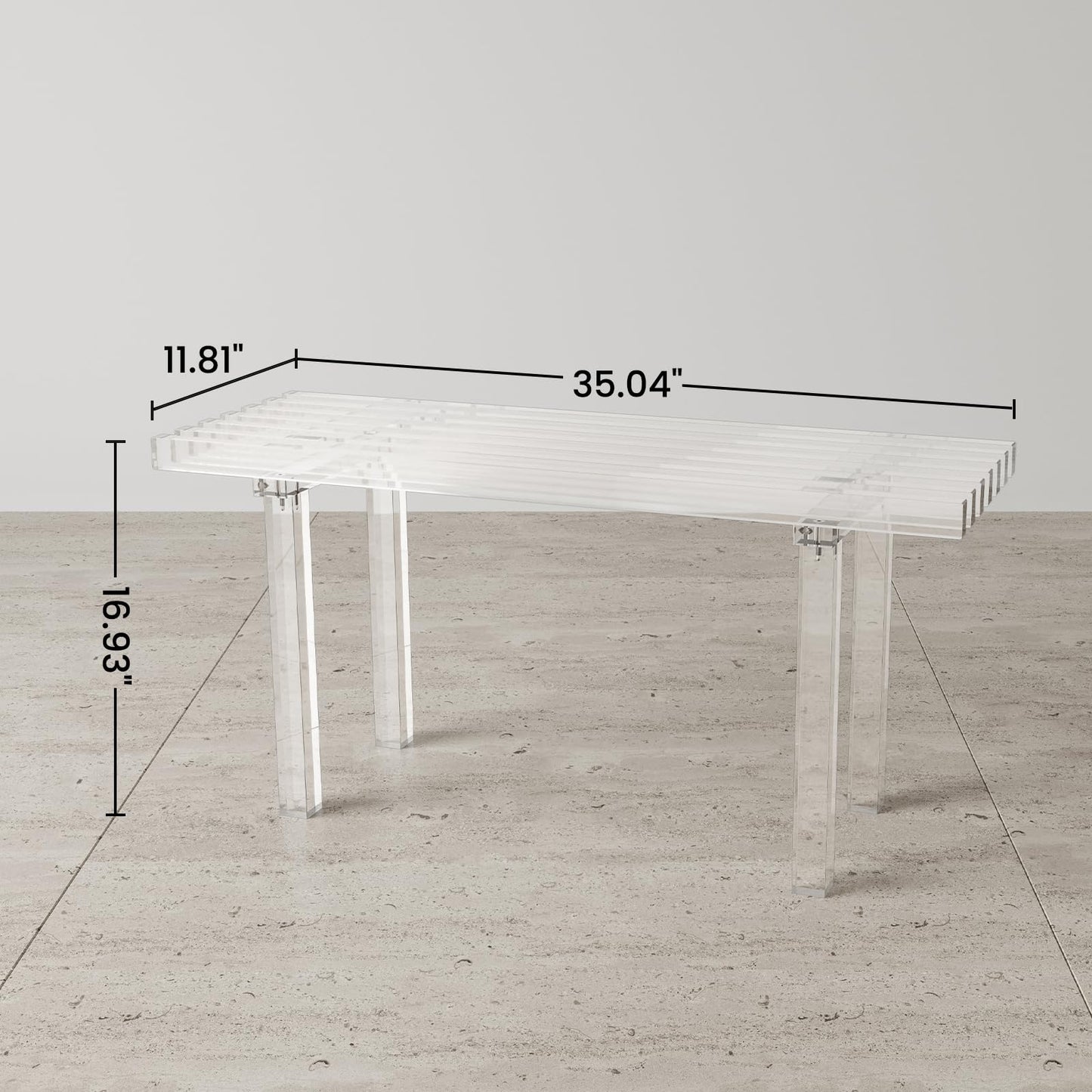 Sumerflos Acrylic Entryway Bench - 35" Clear Shoe Storage Bench for Bedroom & End of Bed & Hallway, Holds Up to 350 Lb (Seat for 2 People), Modern, Easy Assembly