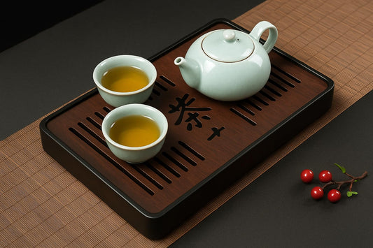 Tea Tray 13 Inch Chinese Kung Fu Tea Tray, Gongfu Tea Table with Water Storage Box, Household Filter Tea Serving Tray Gift Set for Kitchen, Decorative, Office, Bar