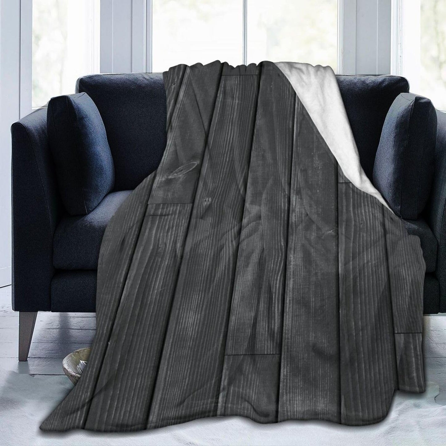 60"X50" Dark Wooden Texture Soft Flannel Blanket - Lightweight and Quick Drying, Used for Home, Travel, Camping
