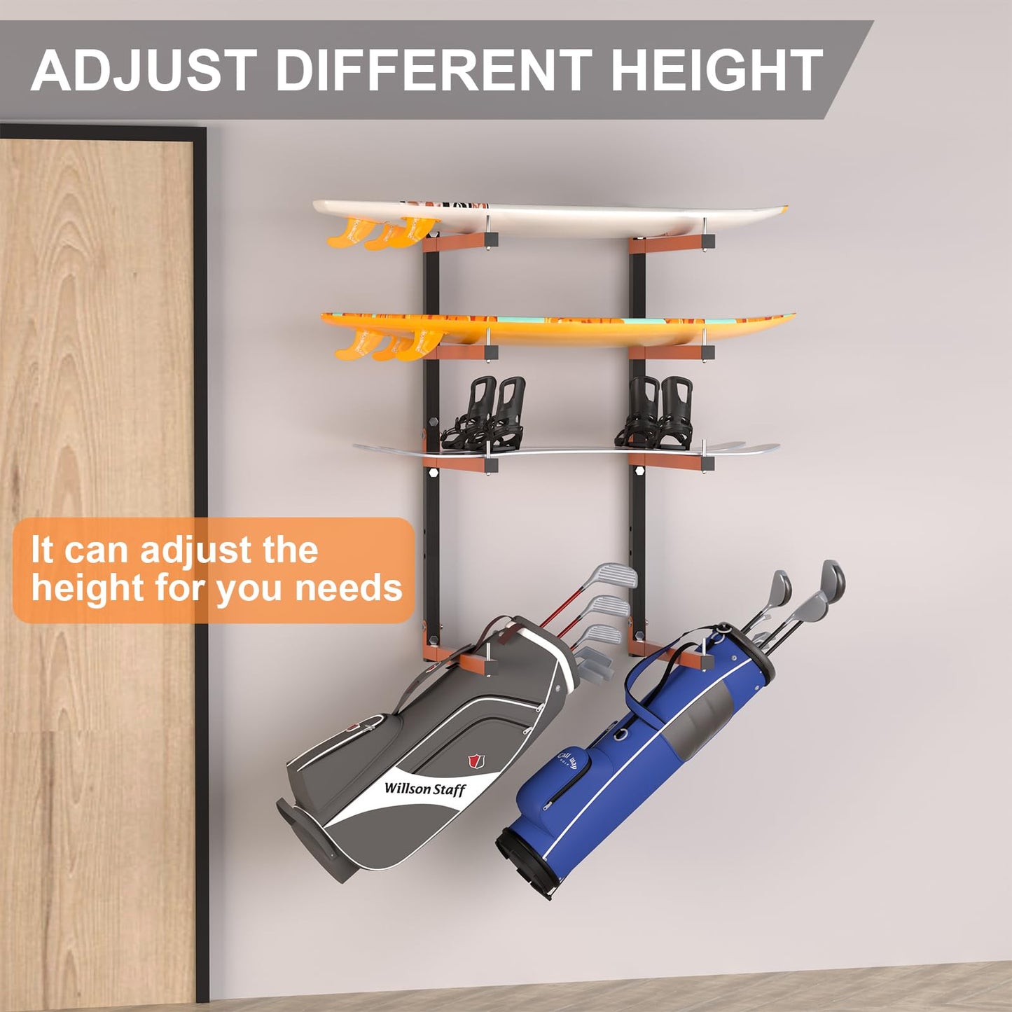 Olgsibb Lumber Storage Rack,Upgrade Folding Lumber Rack Wall Mount, Heavy Duty Metal 8 Level 32 Inch Wood Storage Rack for Garage Storage Organization