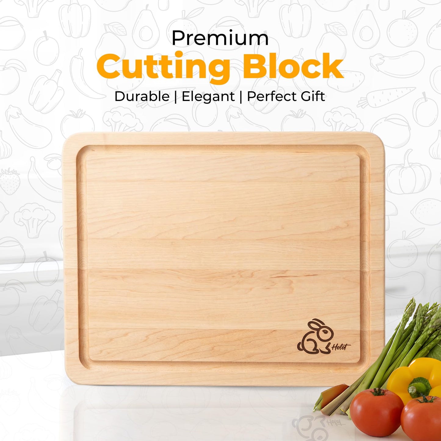 Sous Chef Block – Premium Maple Wood Cutting Board, Heavy-Duty Wooden Chopping Block for Kitchen, Reversible Butcher Block with Juice Groove, MADE IN USA