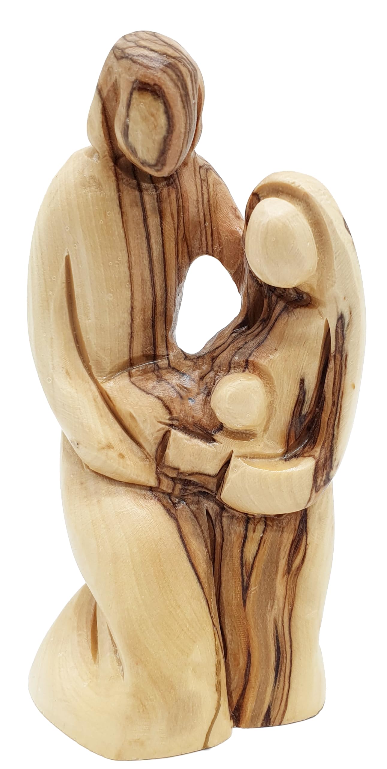 Zuluf Solid Olive Wood Holy Family Figurine 5.5" – Hand-Carved Nativity Statue for Christmas Decor – Catholic Art Piece for Home, Church Table, or Office Display – HOF010