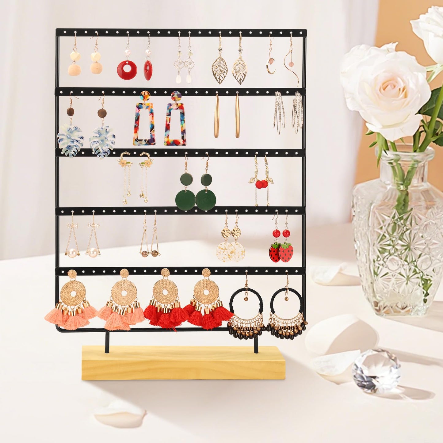 RNTBWD Earring Holder Organizer, Earring Display For Vendors, Earring Holder Organizer For Girls, Women, Earring Organizers and Storage, Jewelry Holder(5 Tiers & 120 holes)