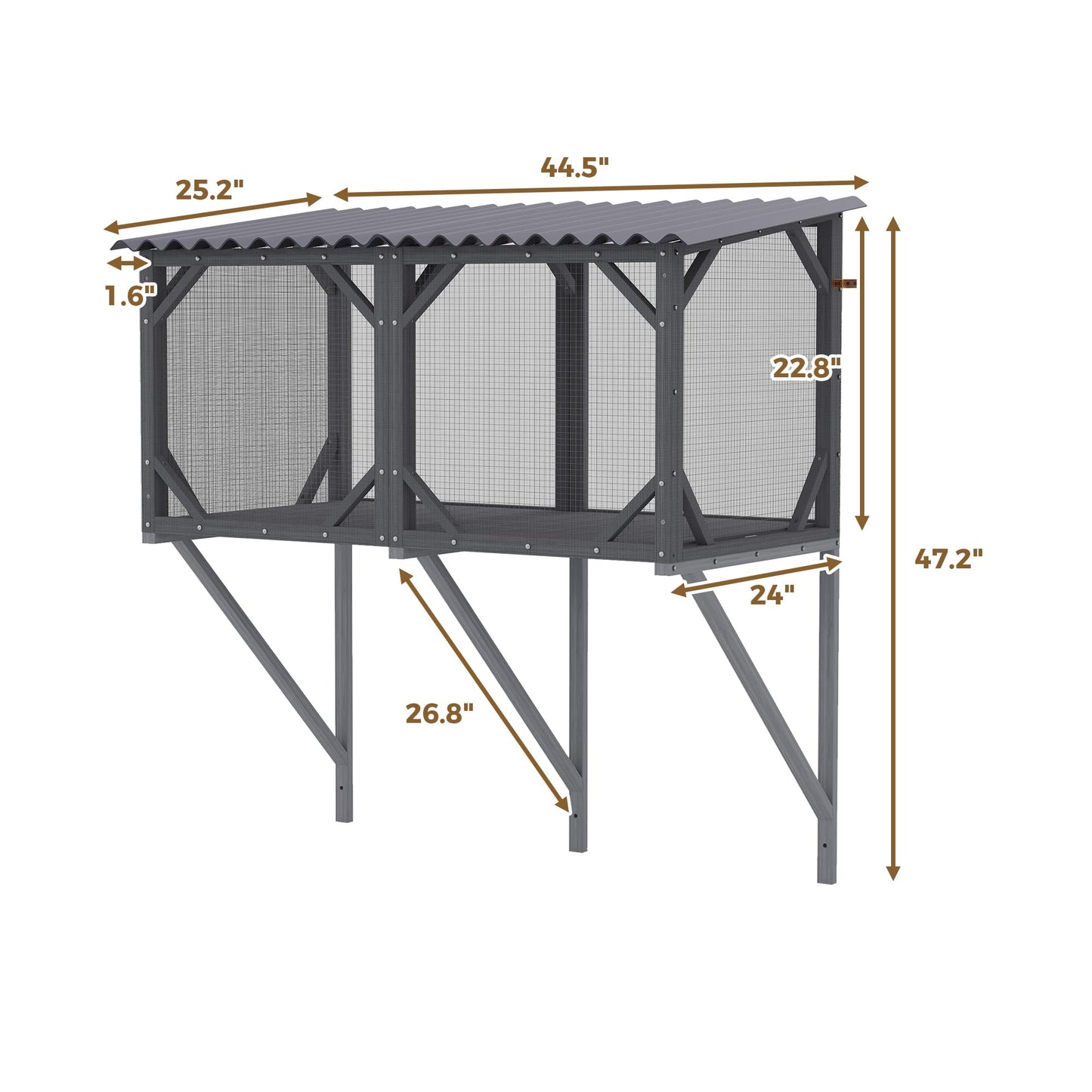 KEIKI Catio Window Perch for Indoor Cats,Large Wooden Outdoor Cat Window Enclosure Box for Cats Sunbathing, Napping, Overlooking,Light Gray