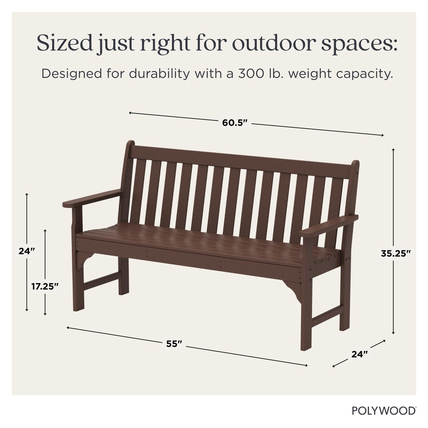 POLYWOOD GNB60MA Vineyard 60" Bench, Mahogany