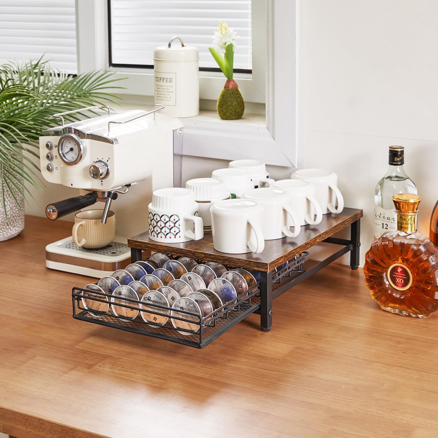 IBUYKE Coffee Pod Drawer Holder for Nespresso Vertuo Pods,Brown TCJ101H
