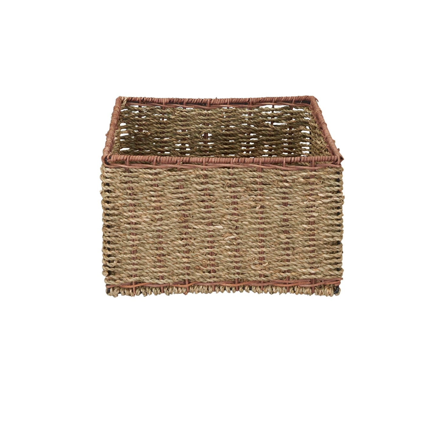 Household Essentials 5 Drawer Seagrass Wicker Storage Tower with Handwoven Rattan Design and Strong Metal Frame, Natural Rustic Modern Finish