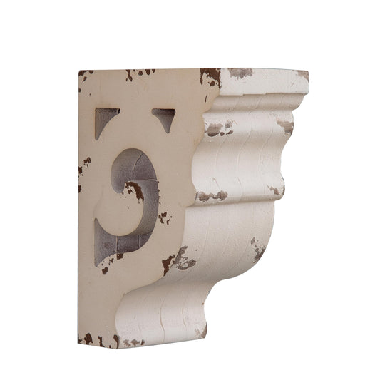 SOFE Corbels for Shelves Shabby Chic White Wood Corbels, Decorative Shelf Brackets Rustic Shelf Farmhouse Decor Distressed Vintage Small Floating Shelves for Wall, Living Room, Retro Wood Bookend