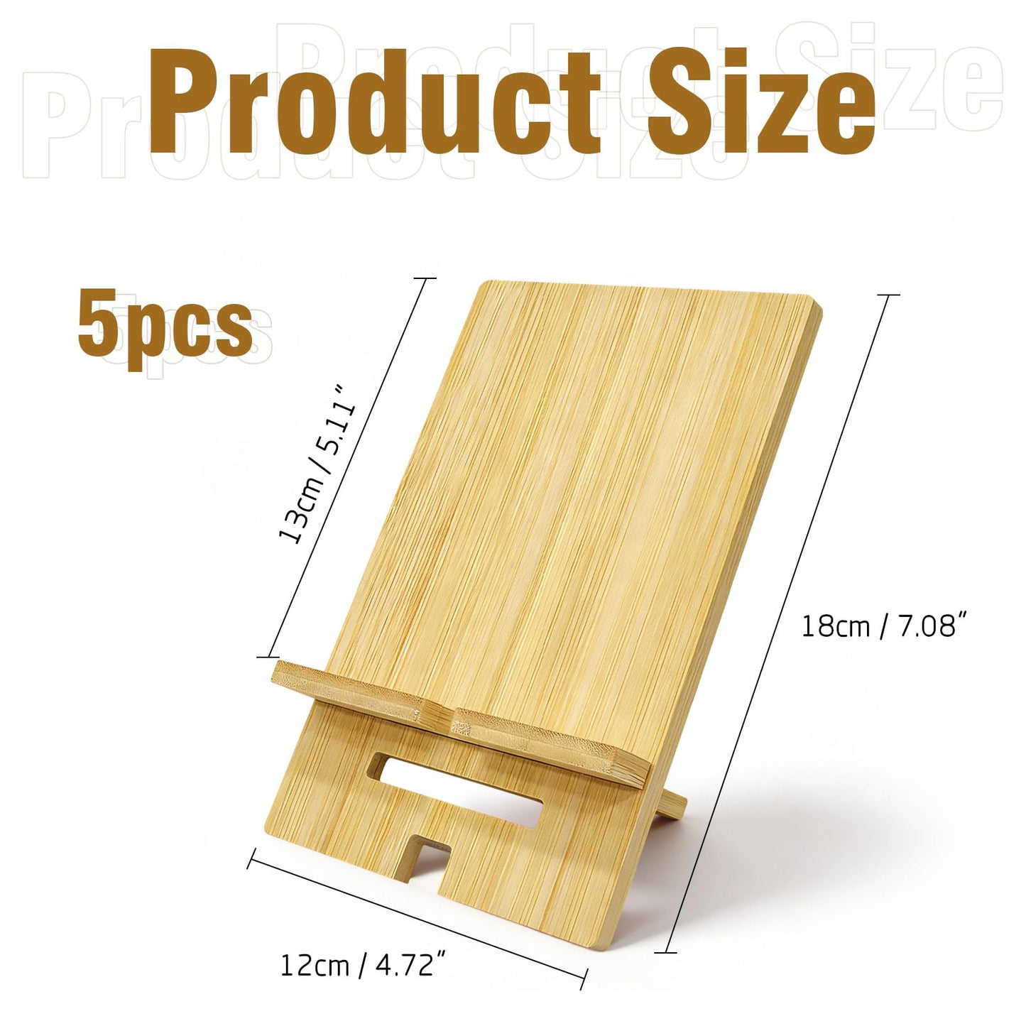 AEOSEAZTU 5 Pcs Bamboo Book Stand for Display Natural Easel Book Holder for Home Office School Fits CDs Comics Magazines Postcards Albums Artworks Phones(7.1x4.7x5 Inch)
