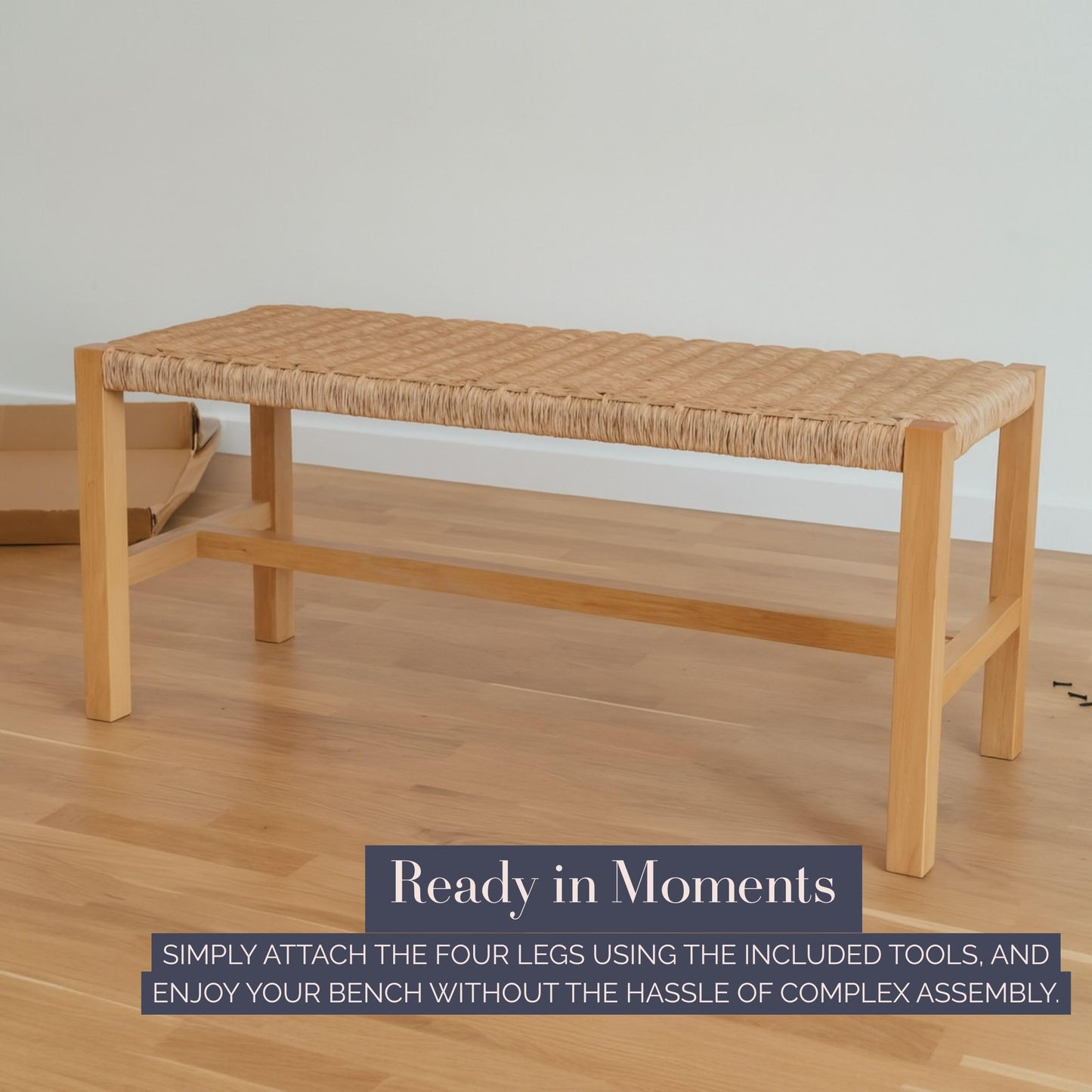 Alaterre Furniture Newport 40 Inch Solid Wood Entryway Bench - Modern Farmhouse Indoor Decorative Bench with Handcrafted Woven Rope Seat - Furniture for Entryway, Dining Room, or Kitchen (Natural)