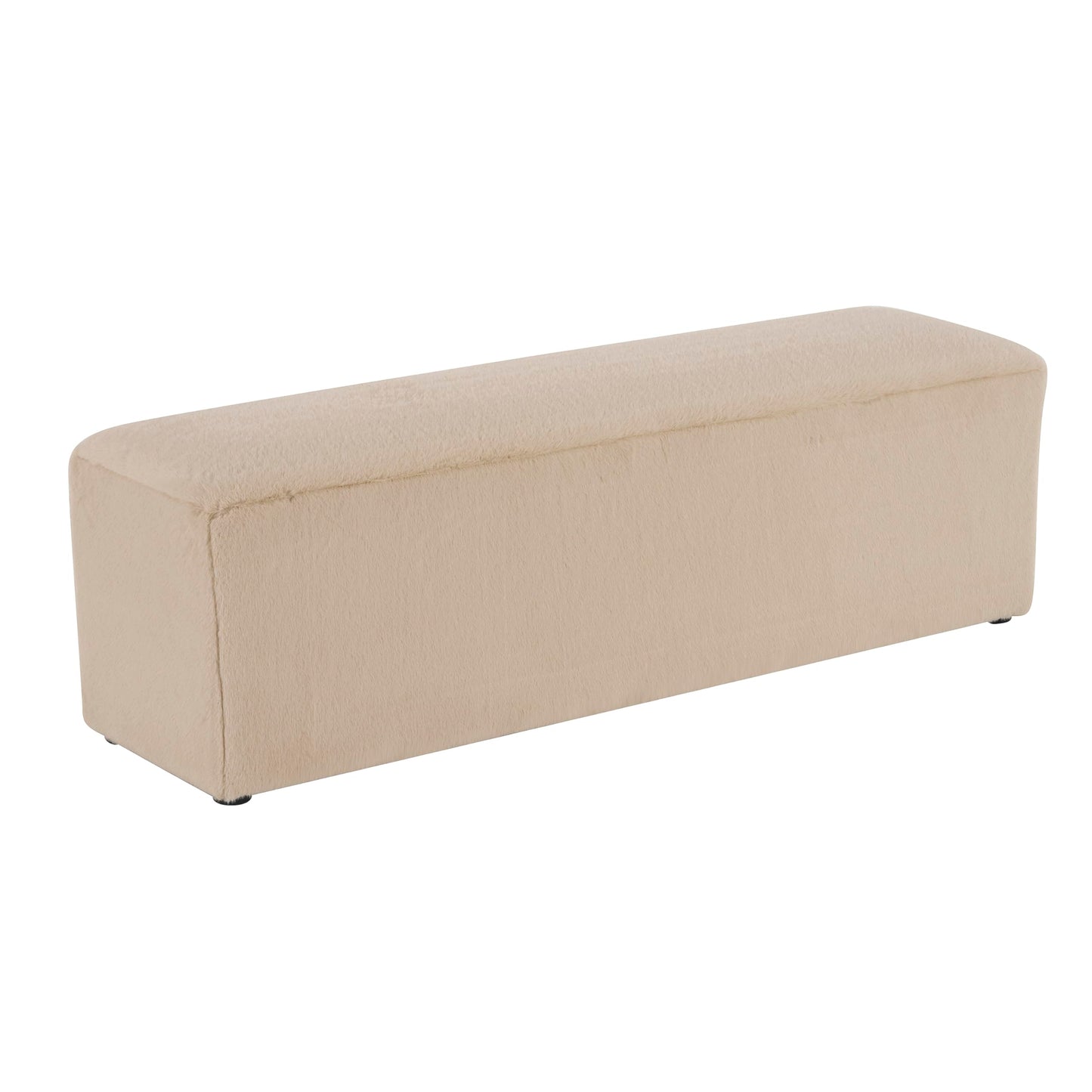 Christopher Knight Home Deni Modern Plush Fabric Ottoman Bench, Living Room Long Ottoman Foot Rest, Bedroom End of Bed Bench with Wooden Frame, Rectangular Ottoman Coffee Table, Almond Beige