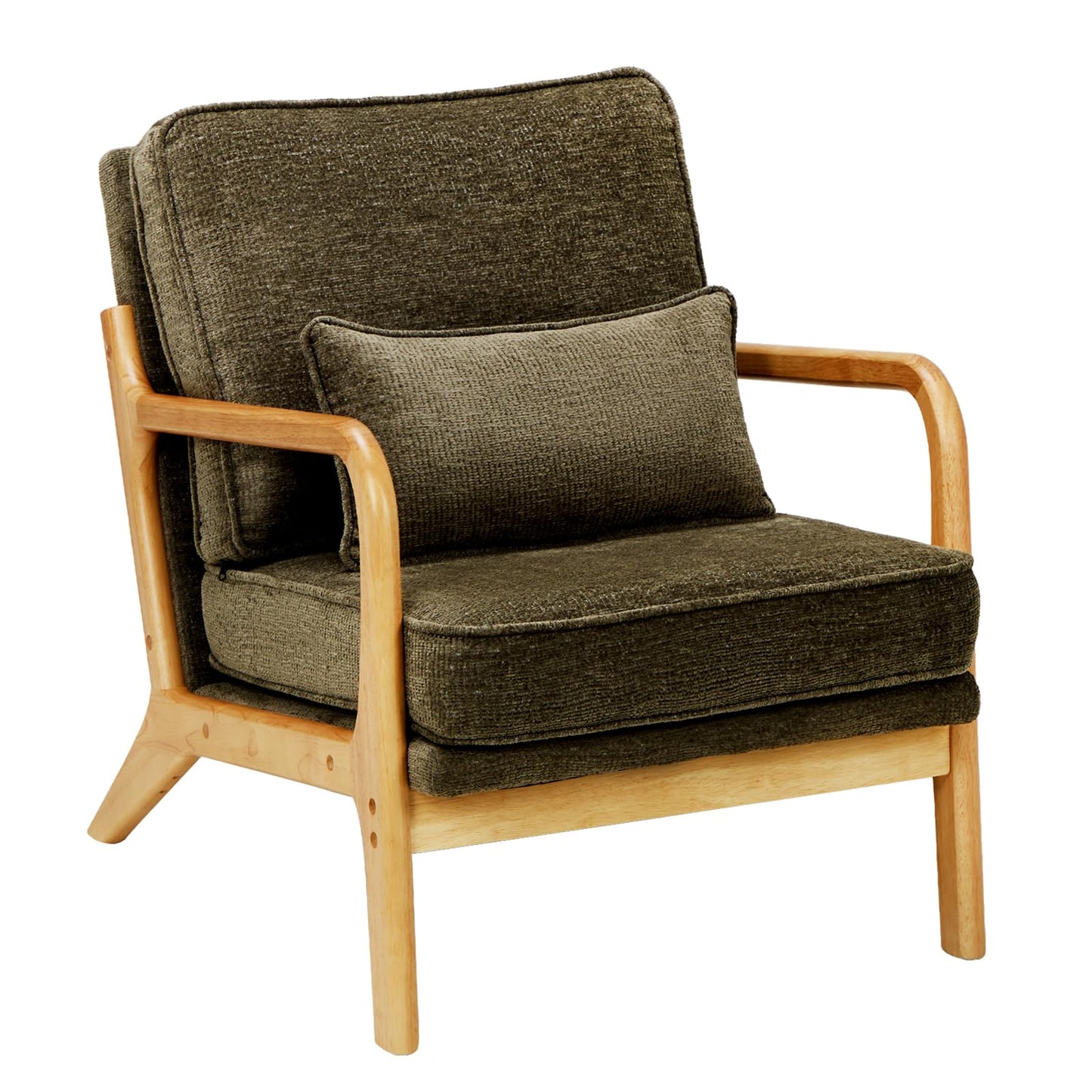 Accent Chair with Solid Wood Frame, Green