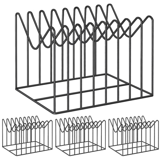 TOPCJ 4 Sets Wire File Organizer for Desk,File Folder Holder/Rack/Stand,File Sorter Organizer,Desktop Record/Clipboard Holder,8 Sections Storage,Anti-Scratch/Rusty,Steel Stable Holder,Black