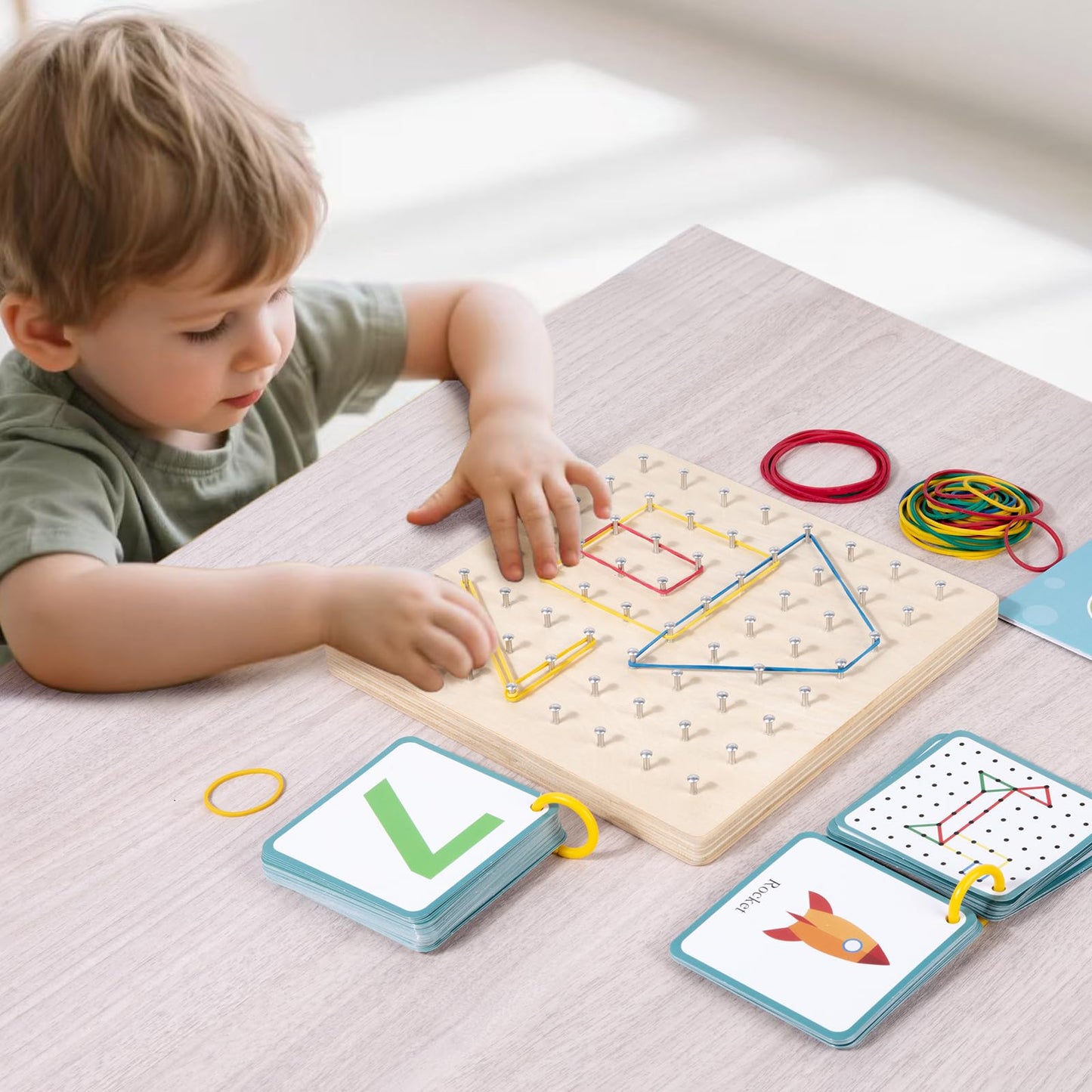 Auvewilo Wooden Geoboard Path Planning Educational Toy for Kids 5+