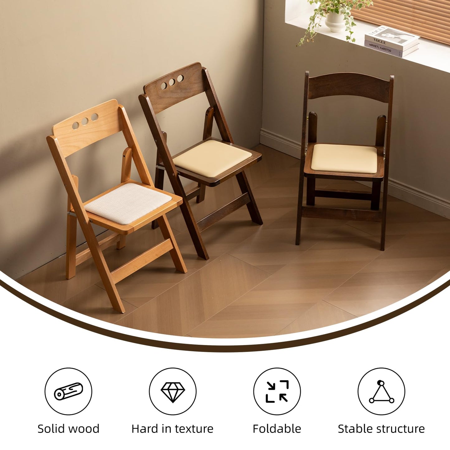 BYKXYW 4 Pack Series Fruitwood Wood Folding Chair with Soft Leather Cushion Suitable for Weddings Offices Outdoor Activities Factory Direct Sale Quality Assurance