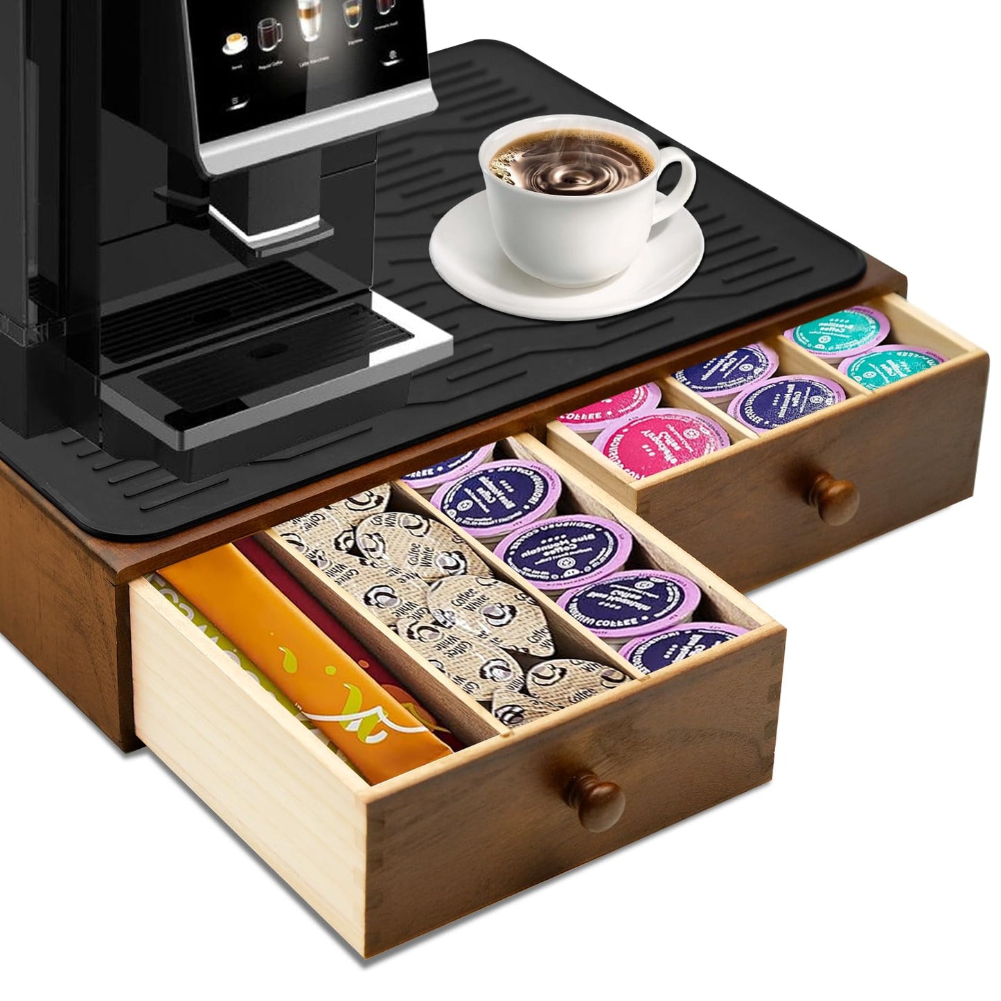 Coffee Pod and K-cup Holder Drawer Organizer, 15.3"L x 11.2"W x 3.3"H