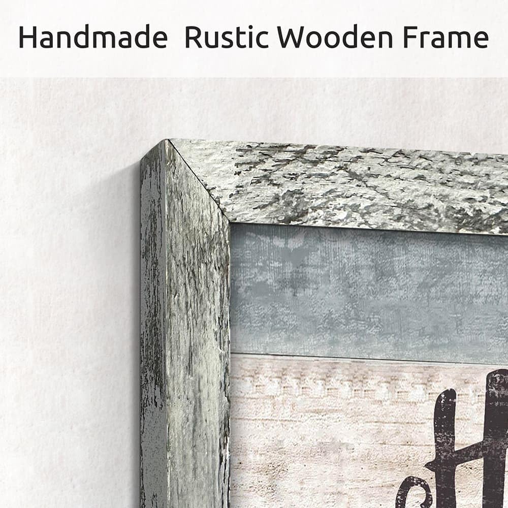Positive Home Quotes Wall Art: Framed Inspirational Saying Wooden Picture Print Artwork Motivational Sweet Home Sign Painting Decor for Bedroom Living Room